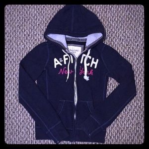 Abercrombie & Fitch Navy Zip Up Hoodie Pullover! Y2K